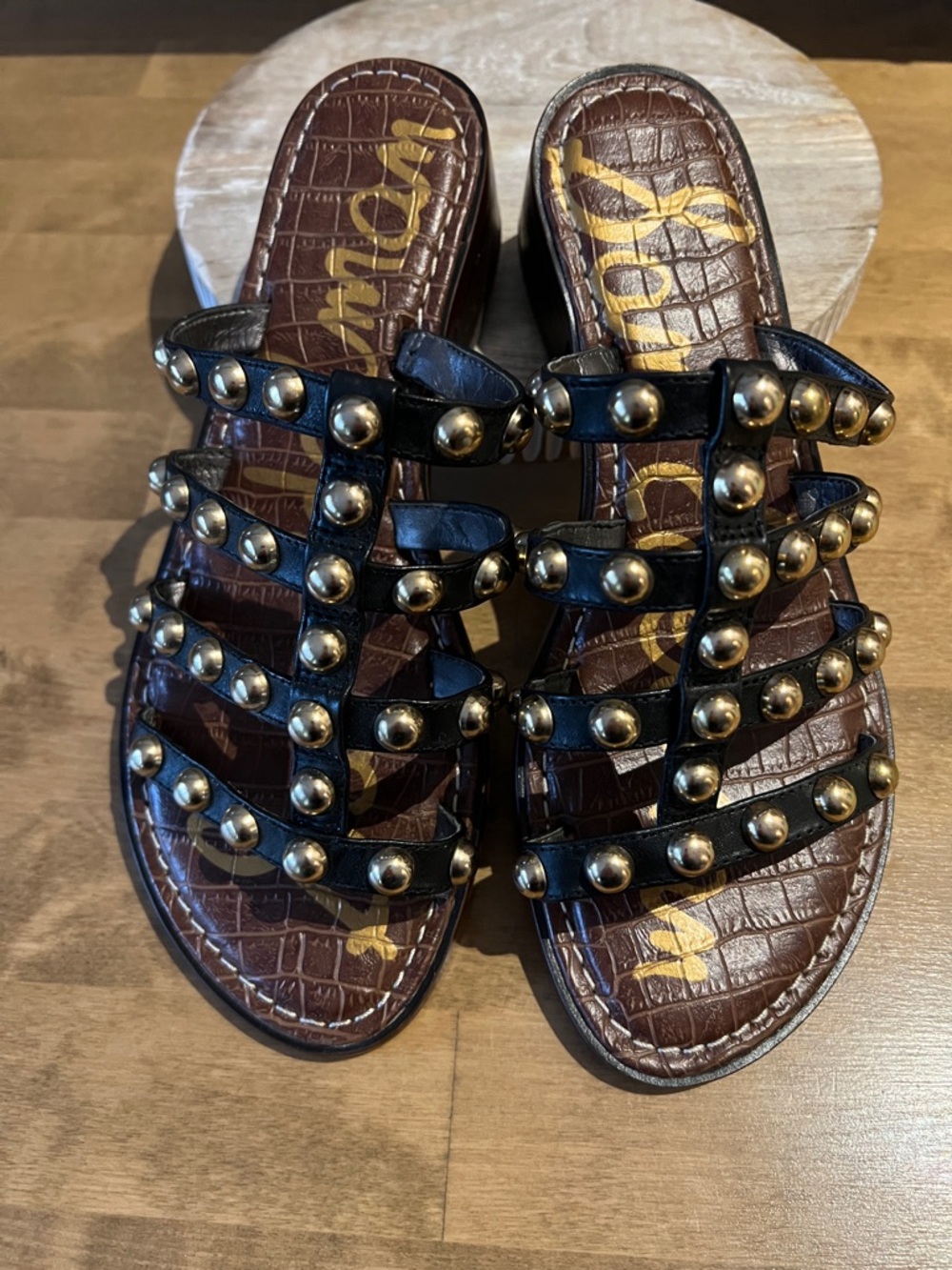 Sam Edelman Juniper Studded Gladiator Strappy Slide Sandals Sz 6.5
